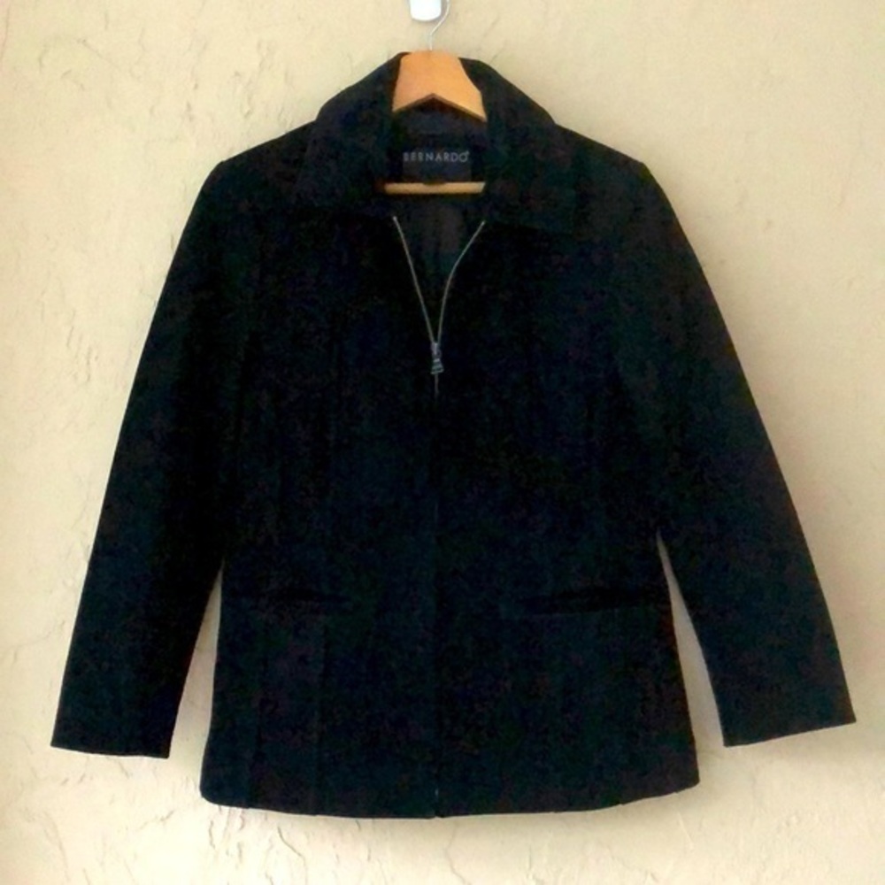 Bernardo suede vintage leather jacket full zip medium black